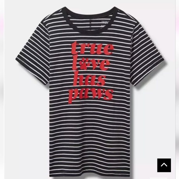 Torrid True Love has Paws Cotton Crew Neck Tee black & white stripes Sz 3x - Picture 3 of 12